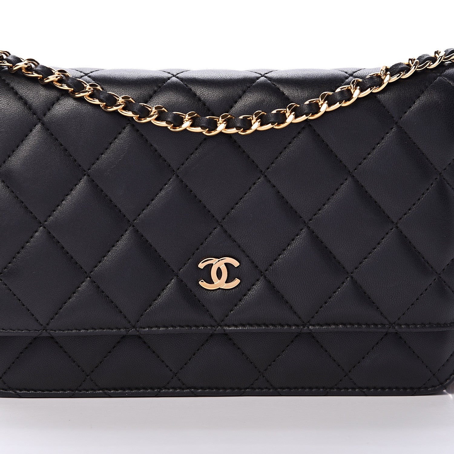 Chanel Lambskin Quilted Wallet On Chain WOC Black 8 of 14