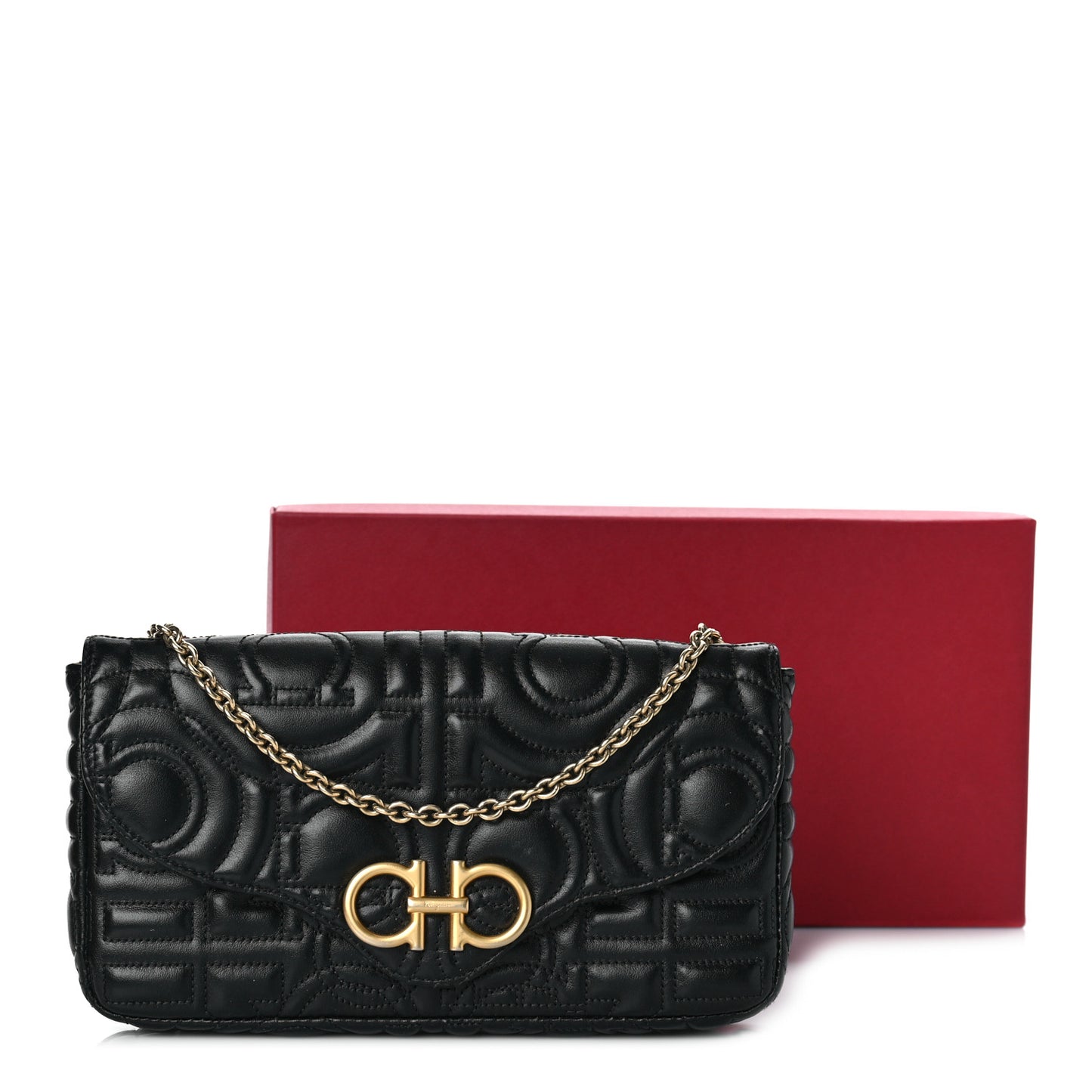 Calfskin Quilted Gancini Mini Bag Black