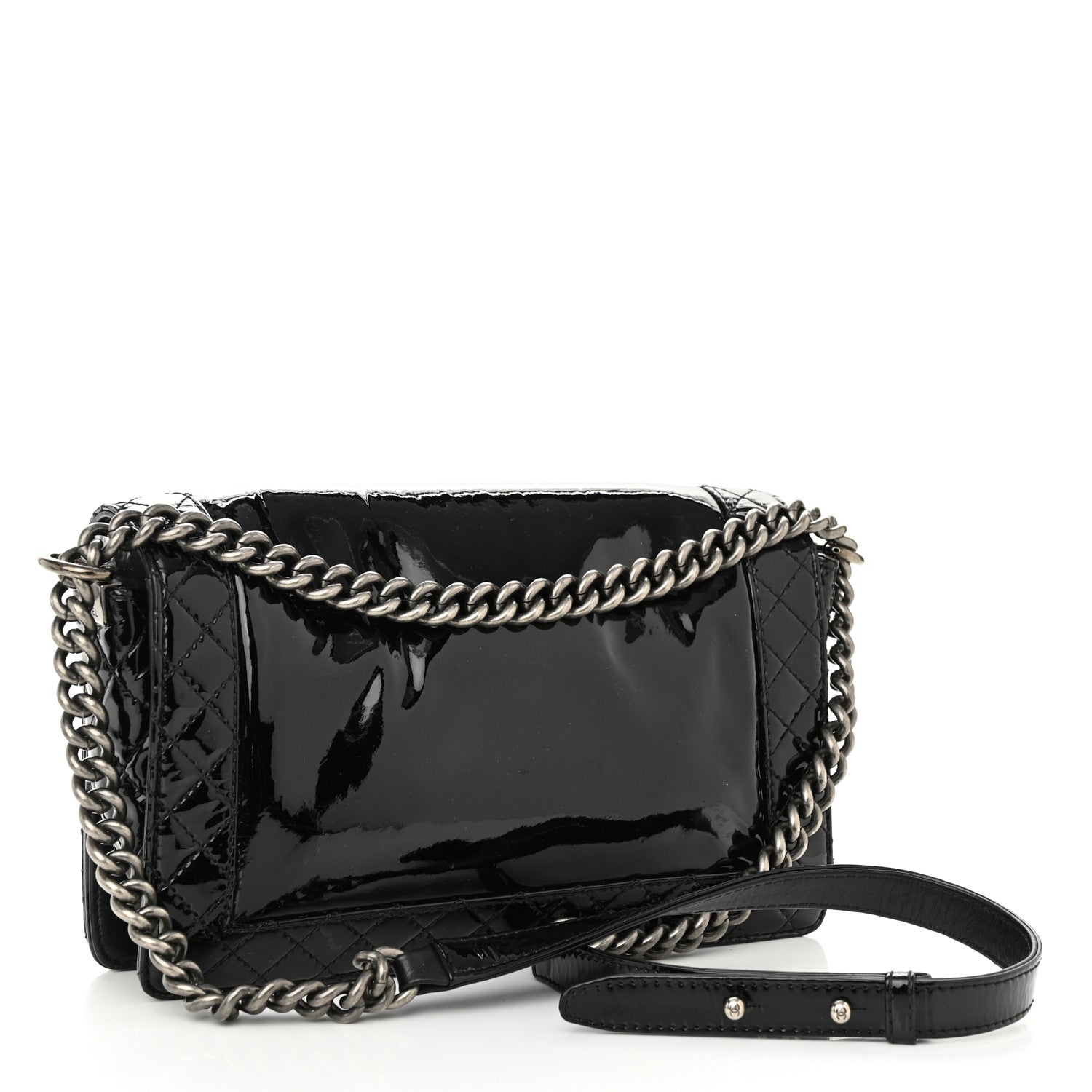 Chanel Patent New Medium Boy Reverso Flap Black 3 of 10