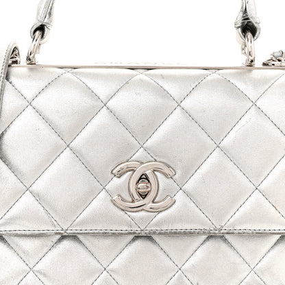 Chanel Metallic Lambskin Quilted Small Trendy CC Flap Dual Handle Bag Silver 8 of 19