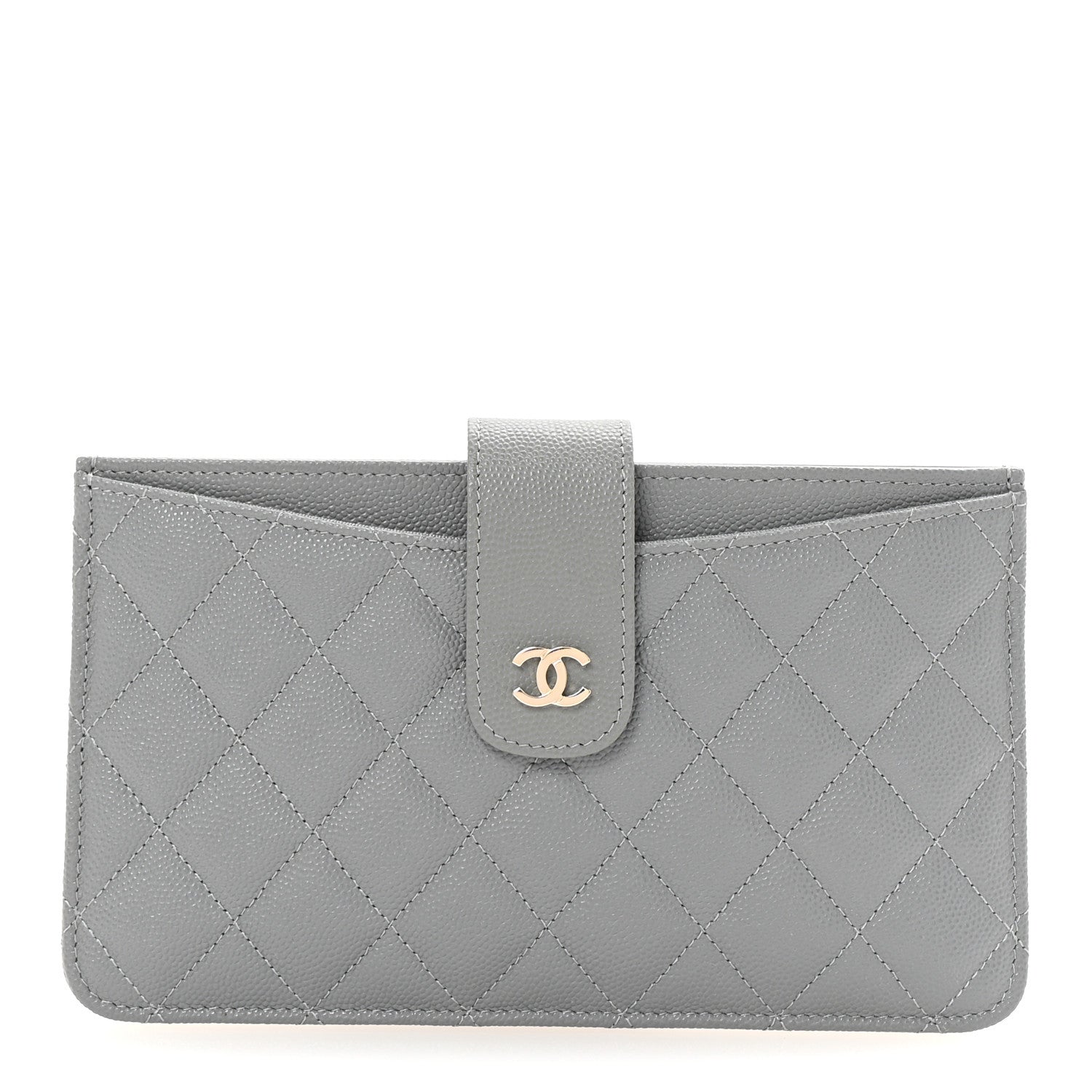 Chanel Caviar Quilted Classic Strap Pouch Grey 1 of 9