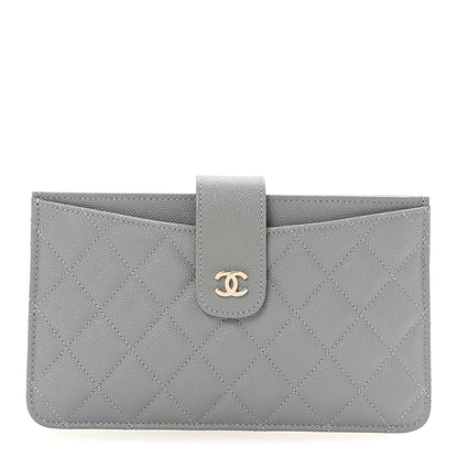 Chanel Caviar Quilted Classic Strap Pouch Grey 1 of 9