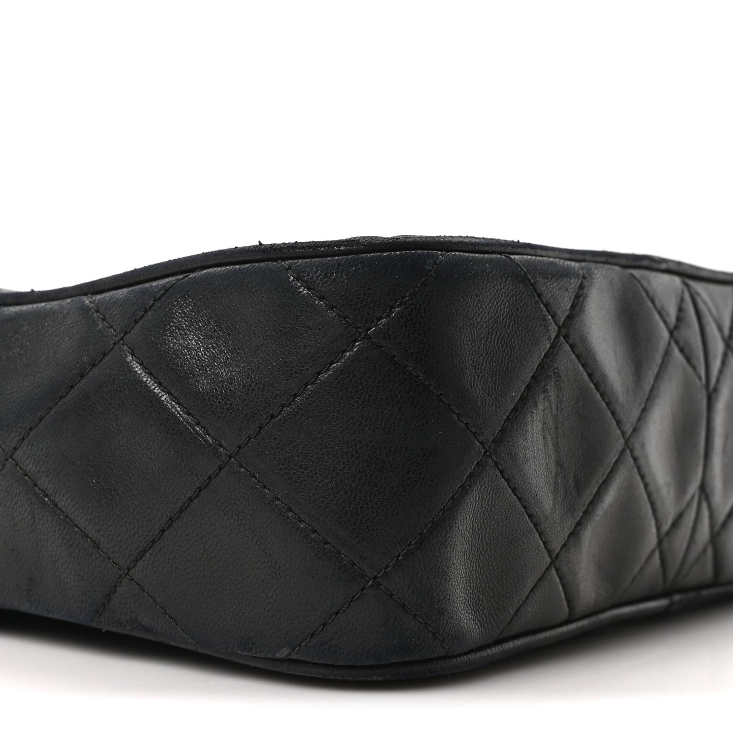 Lambskin Quilted Tassel Camera Case Black