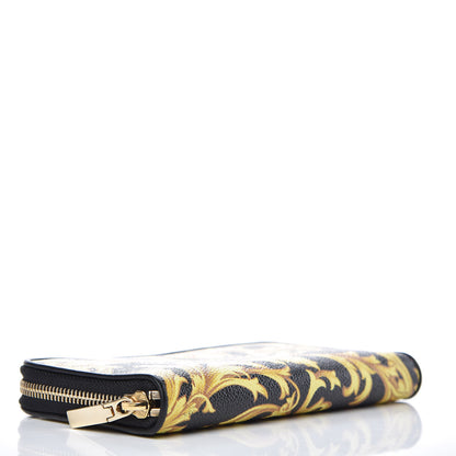 Versace Calfskin Barocco Print Zip Around Wallet Black Gold 4 of 6