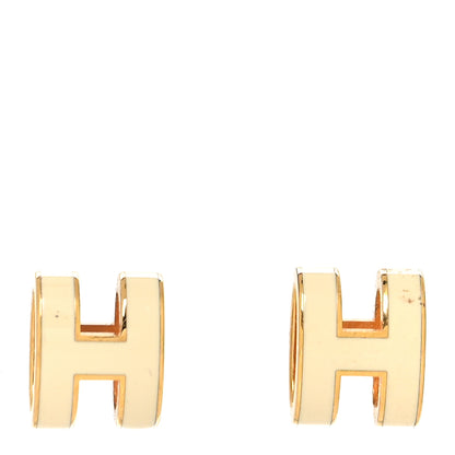 Hermes Gold Lacquered Mini Pop H Earrings White 1 of 5