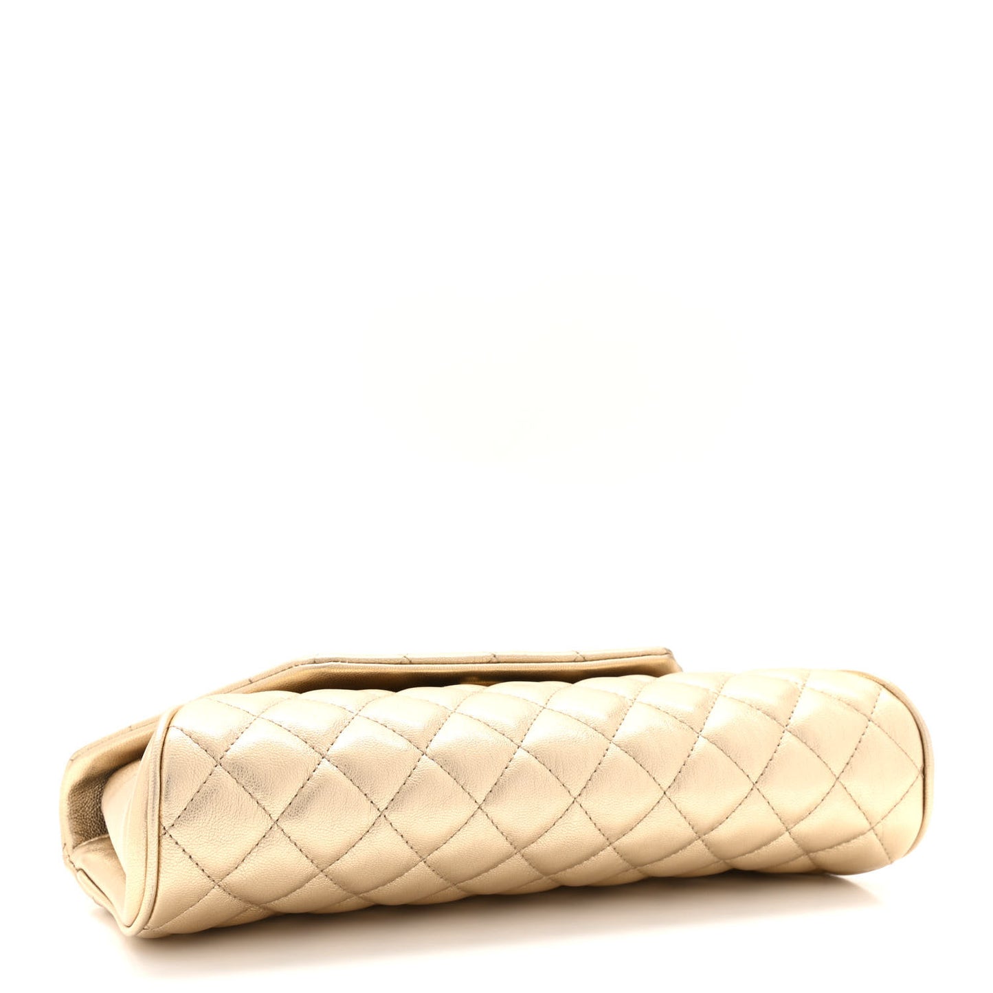 Metallic Lambskin Quilted Fold Up Again Clutch Gold