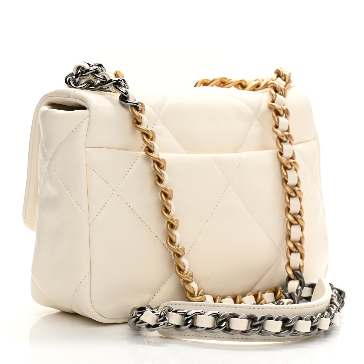 Lambskin Quilted Medium Chanel 19 Flap White