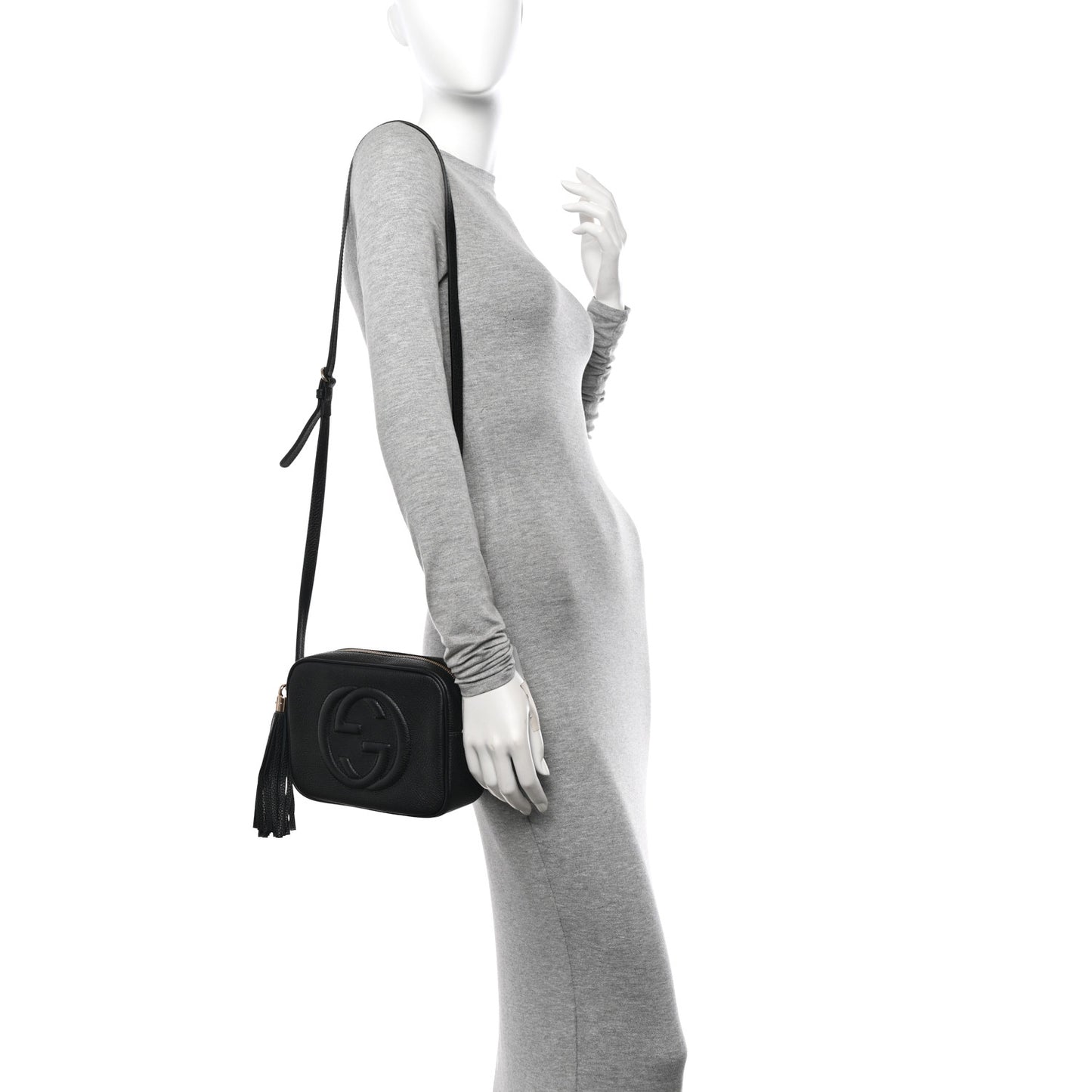 Pebbled Calfskin Small Soho Disco Bag Black