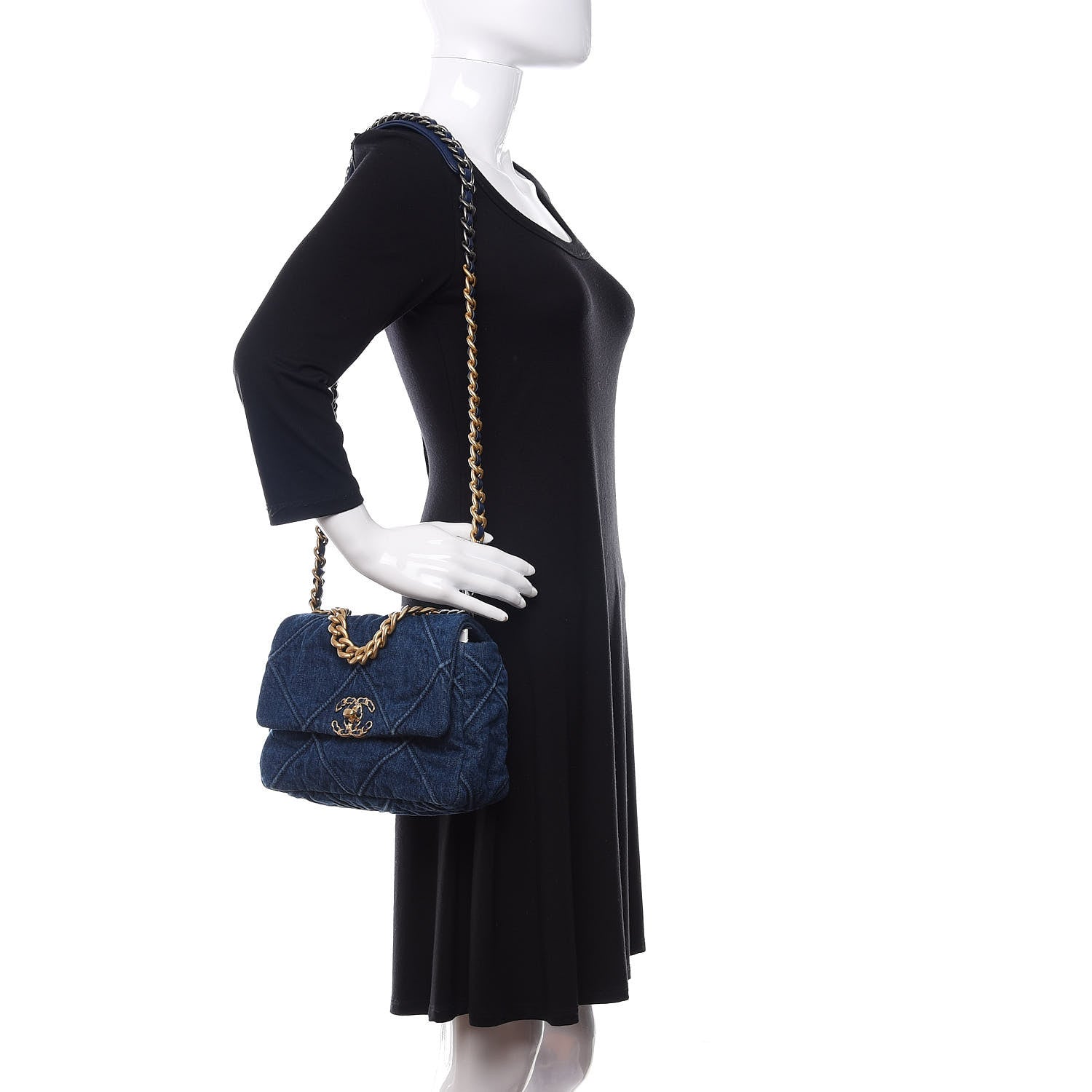 Chanel Denim Quilted Medium 19 Flap Blue 2 of 11