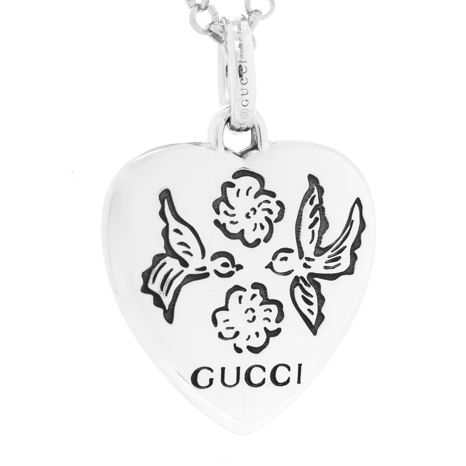Gucci Sterling Silver Blind for Love Heart Pendant Necklace 7 of 8