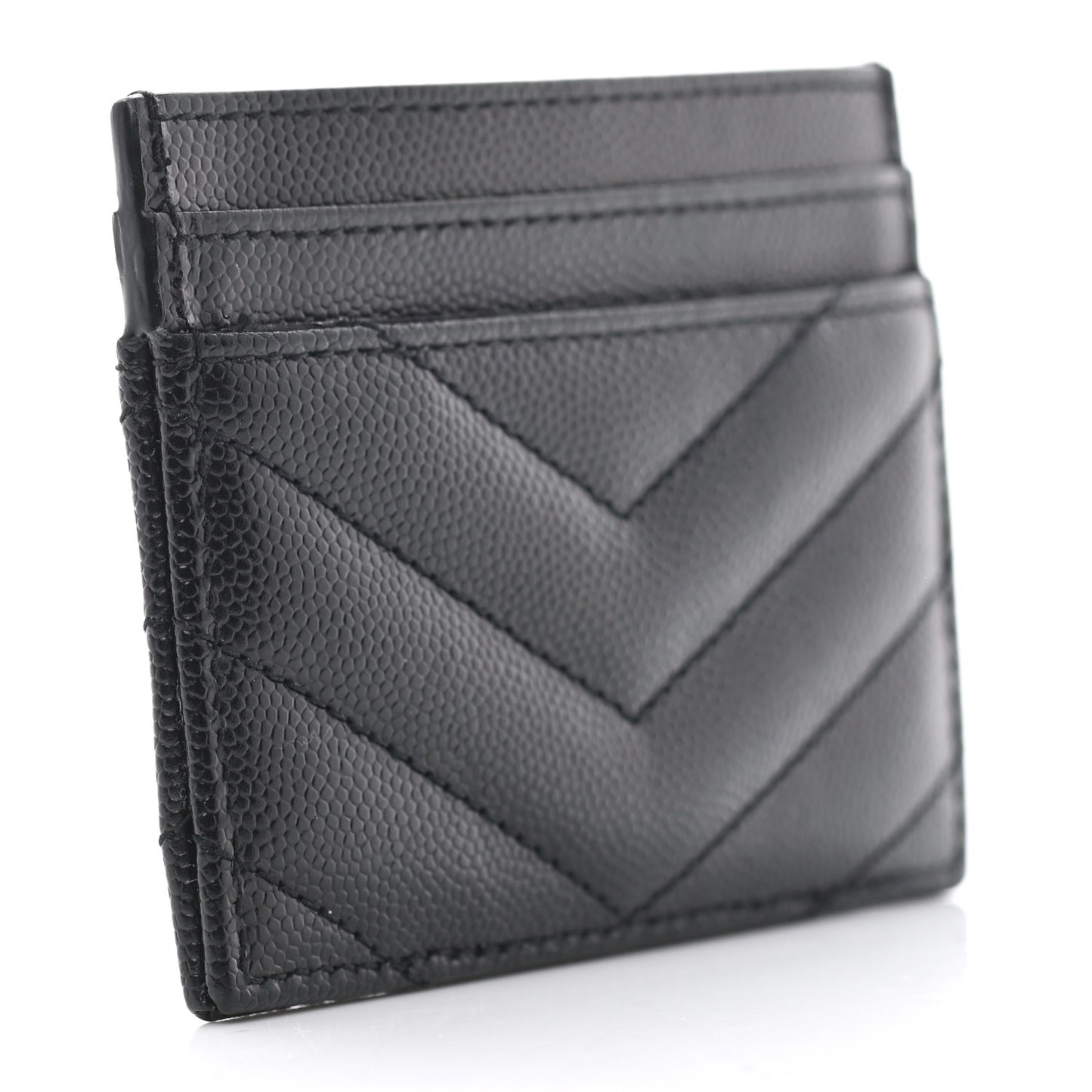 Grain De Poudre Matelasse Chevron Monogram Credit Card Case Black