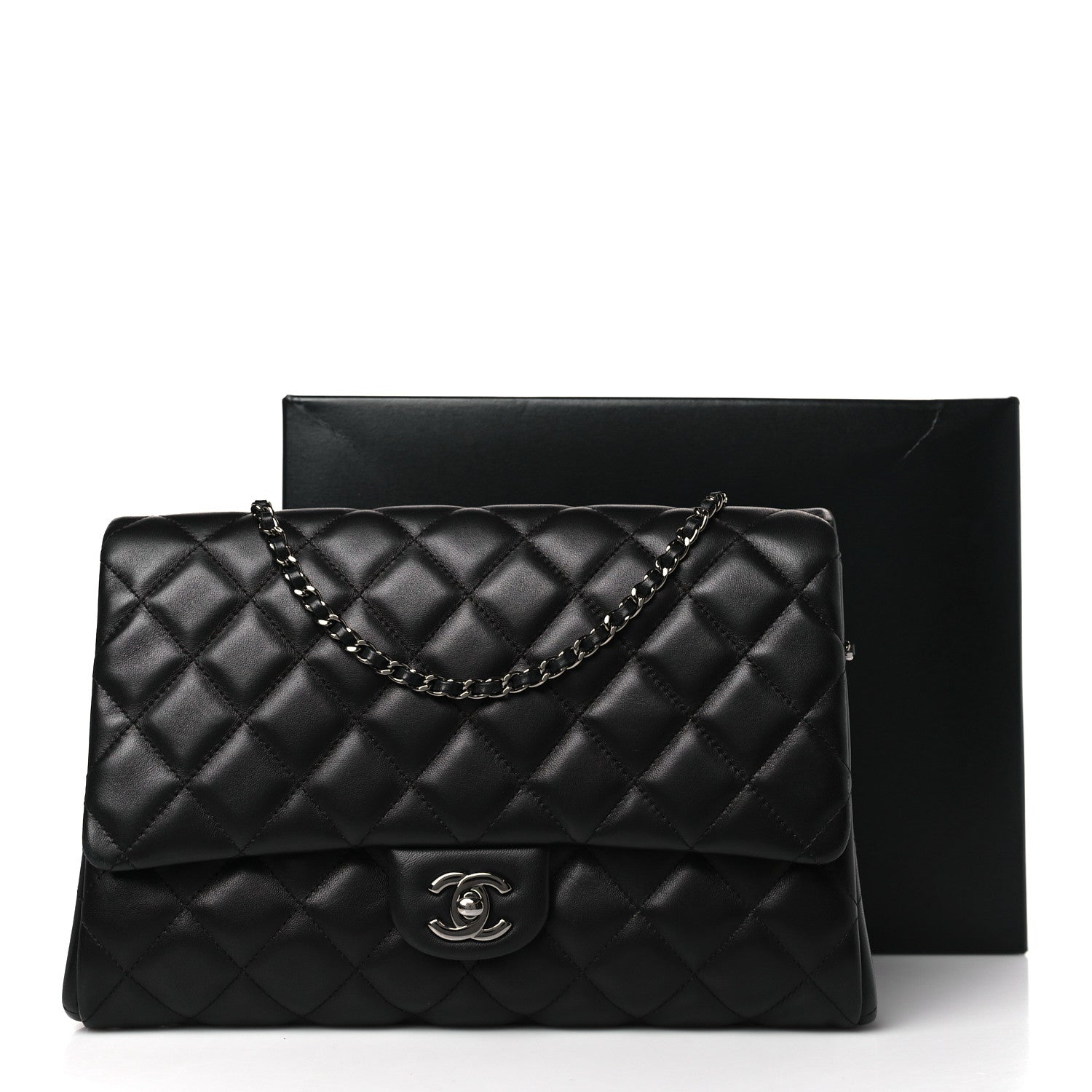 Chanel Lambskin Quilted Clutch with Chain Flap Black 10 of 10
