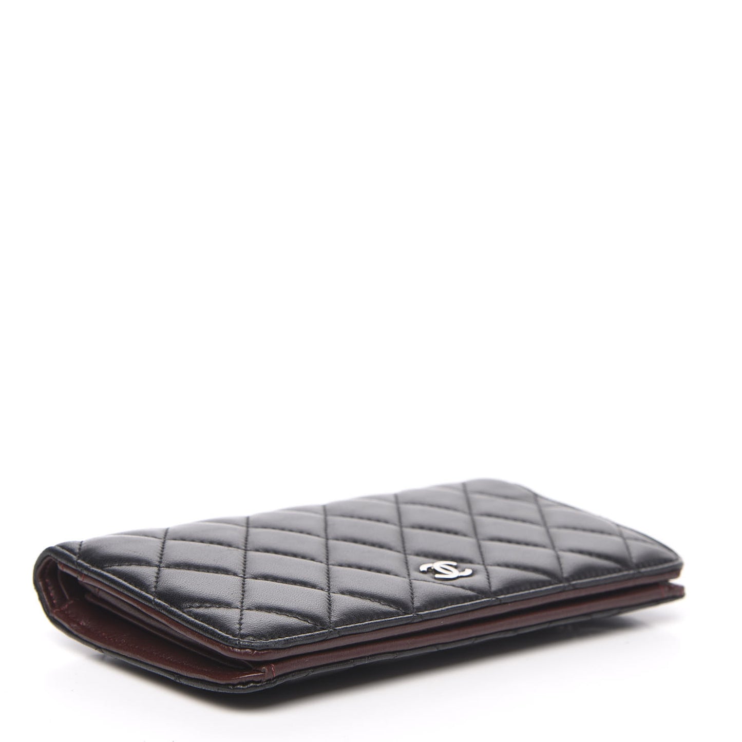 Lambskin Quilted Yen Wallet Black