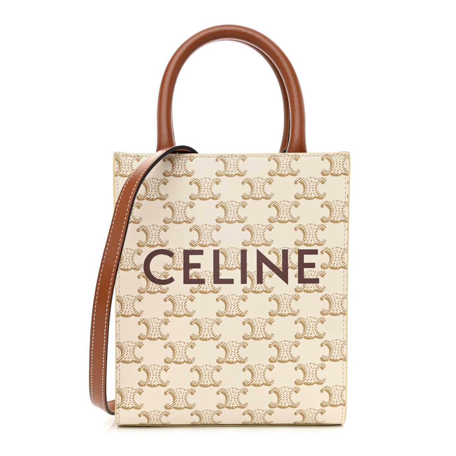 Celine Triomphe Canvas Calfskin Mini Vertical Cabas White 1 of 8