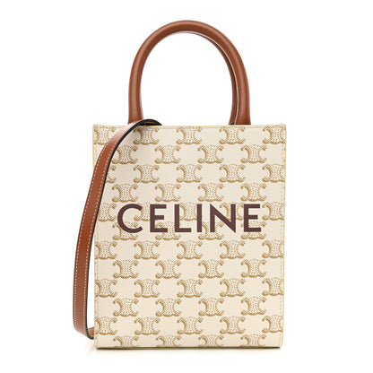 Celine Triomphe Canvas Calfskin Mini Vertical Cabas White 1 of 8