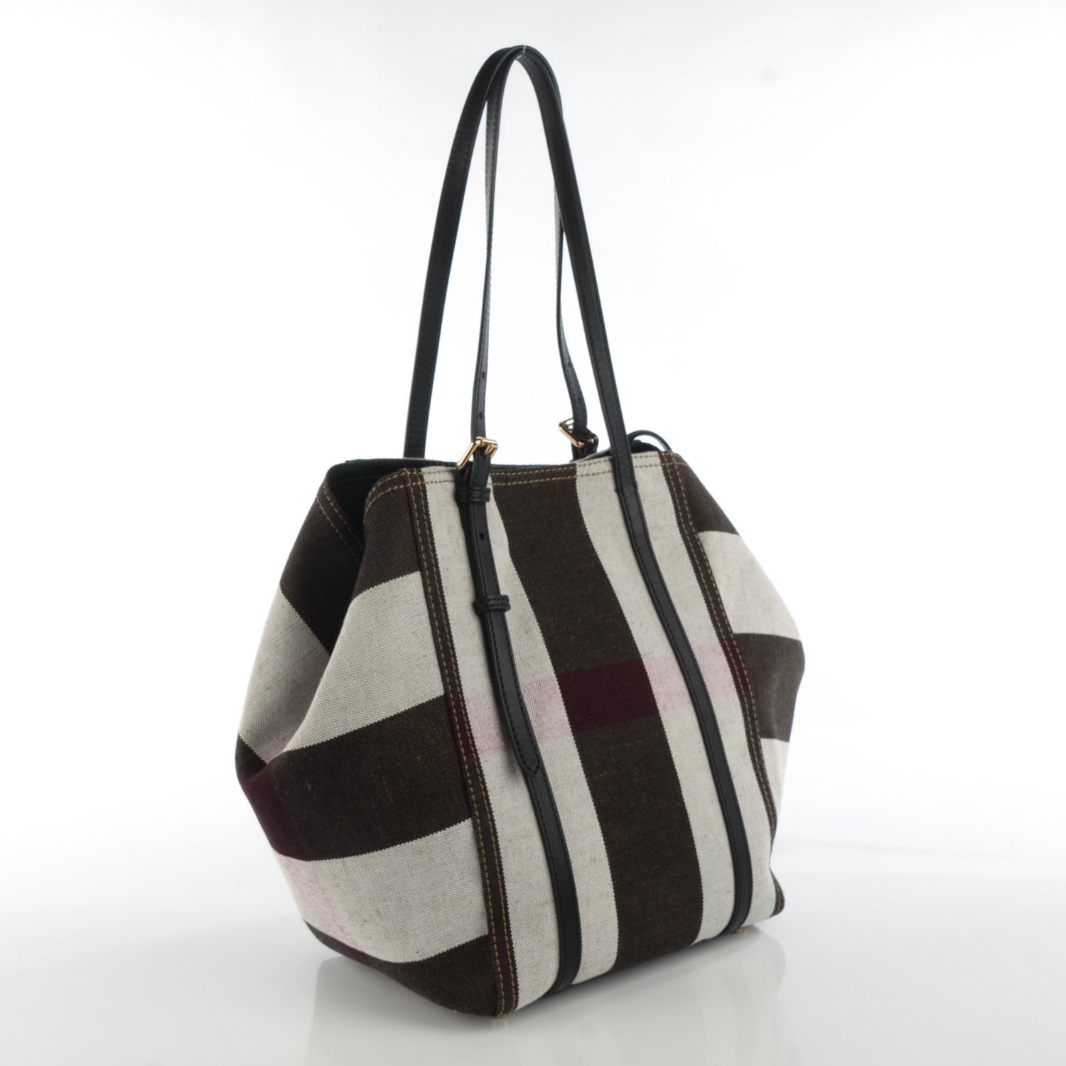 Burberry Canvas Mega Check Medium Padstow Tote Black 4 of 10