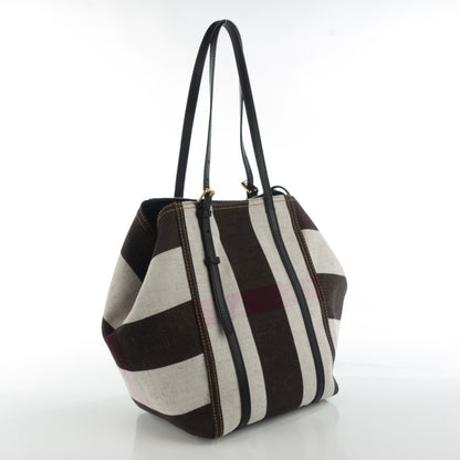 Burberry Canvas Mega Check Medium Padstow Tote Black 4 of 10