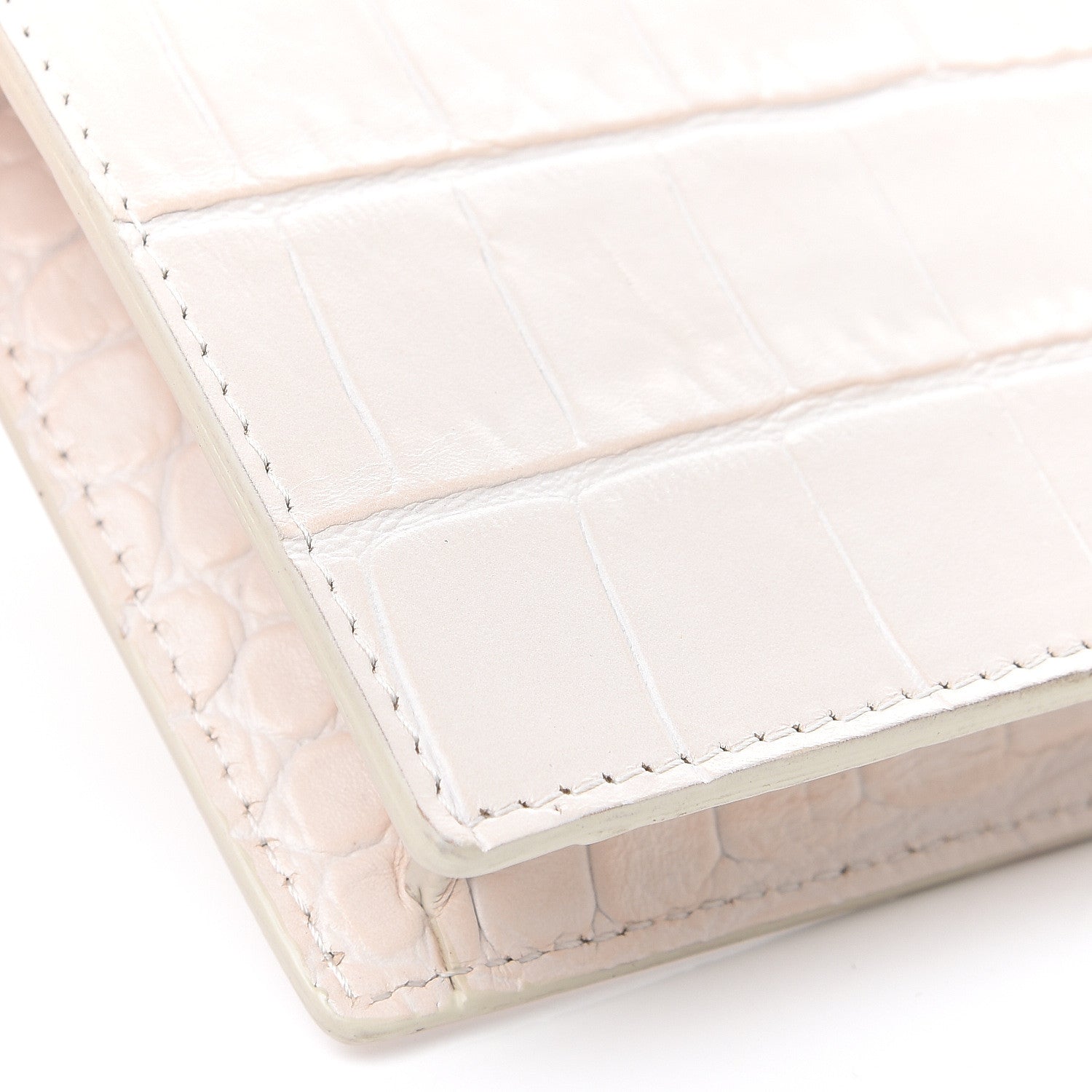 Alexander McQueen Calfskin Crocodile Embossed Knuckle Flat Clutch Ivory 7 of 10