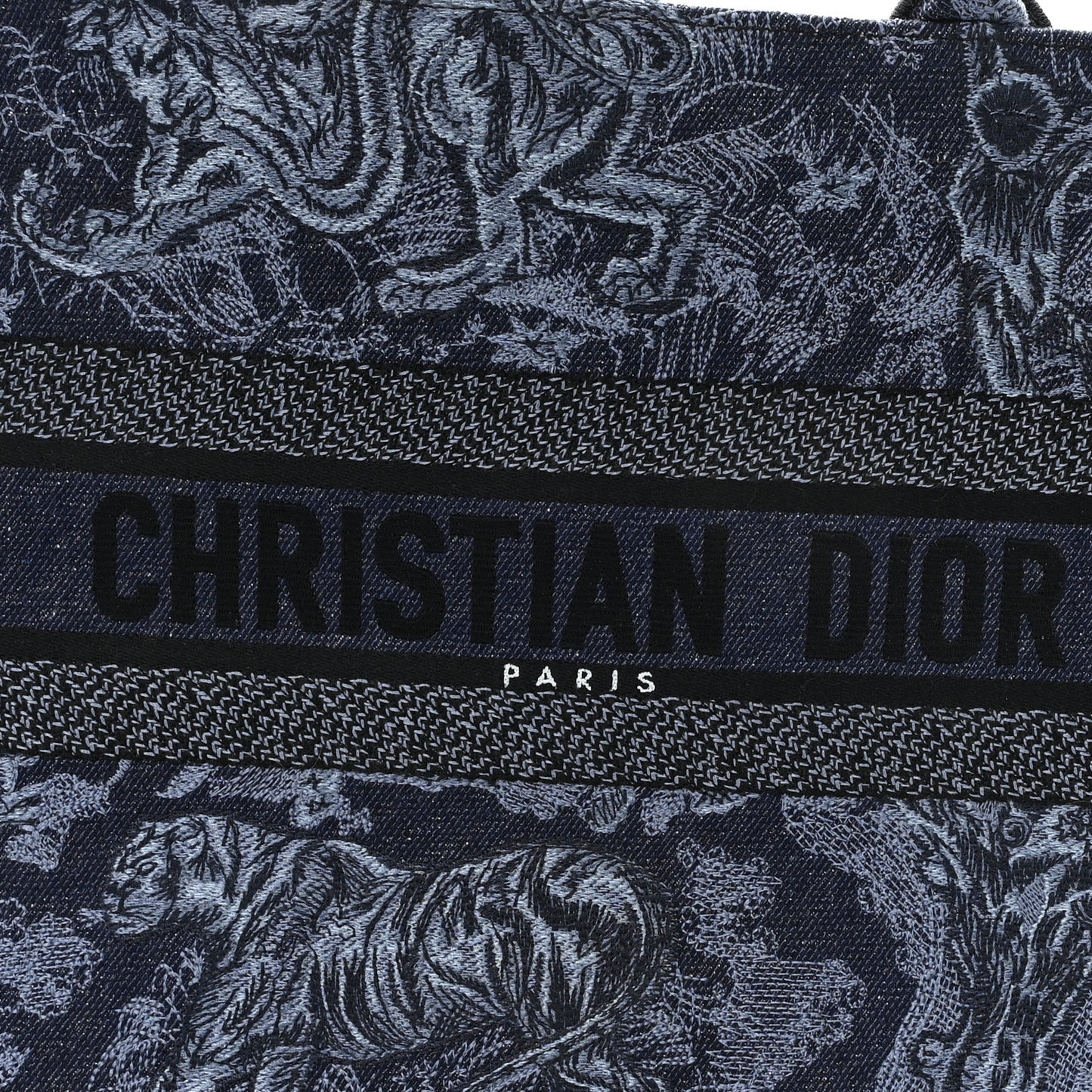 Canvas Embroidered Medium Dioriviera Toile De Jouy Book Tote Blue Black