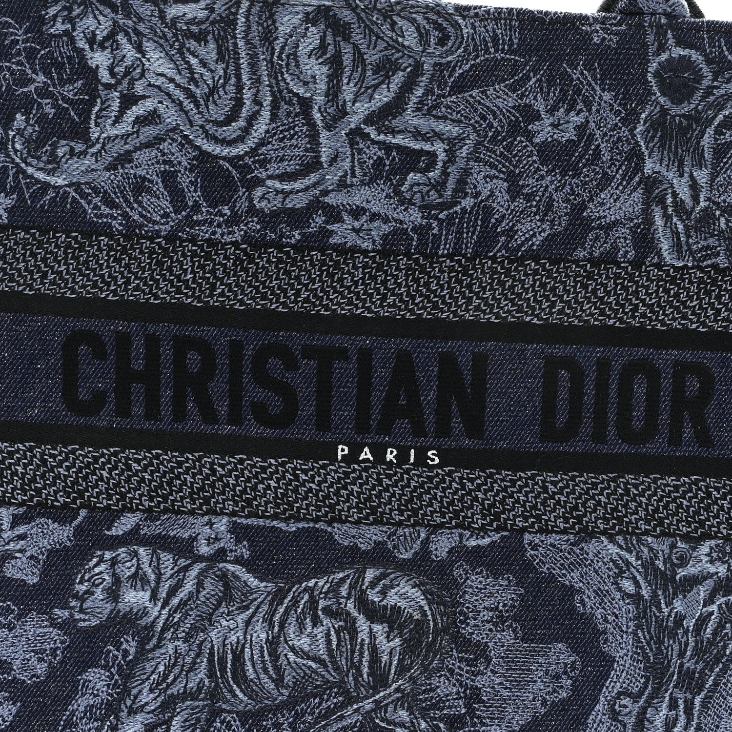 Christian Dior Canvas Embroidered Medium Dioriviera Toile De Jouy Book Tote Blue Black 8 of 10