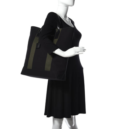 Saint Laurent Canvas Beach Shopping Tote Black Khaki 2 of 9