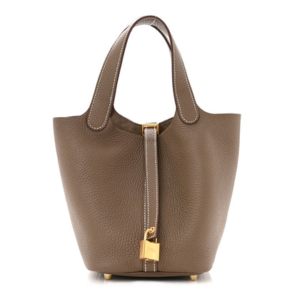 Hermes Taurillon Clemence Picotin Lock 18 PM Etoupe 1 of 11