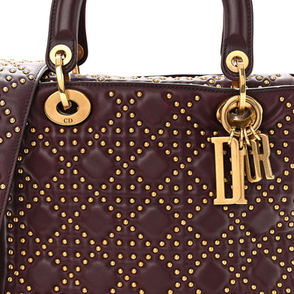 Christian Dior Calfskin Cannage Studded Medium Supple Lady Dior Deep Amaranth 7 of 9