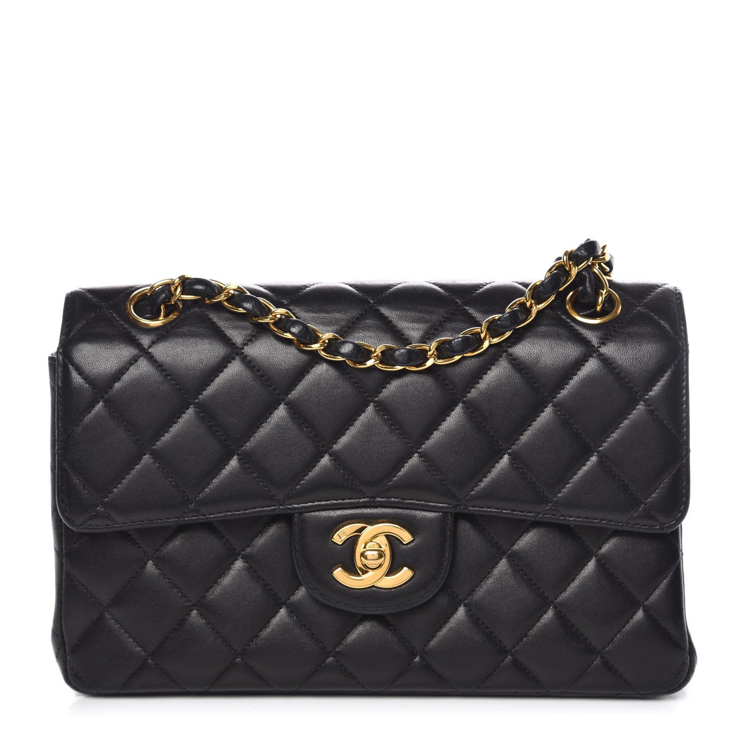 Lambskin Quilted Small Double Sided Flap Black