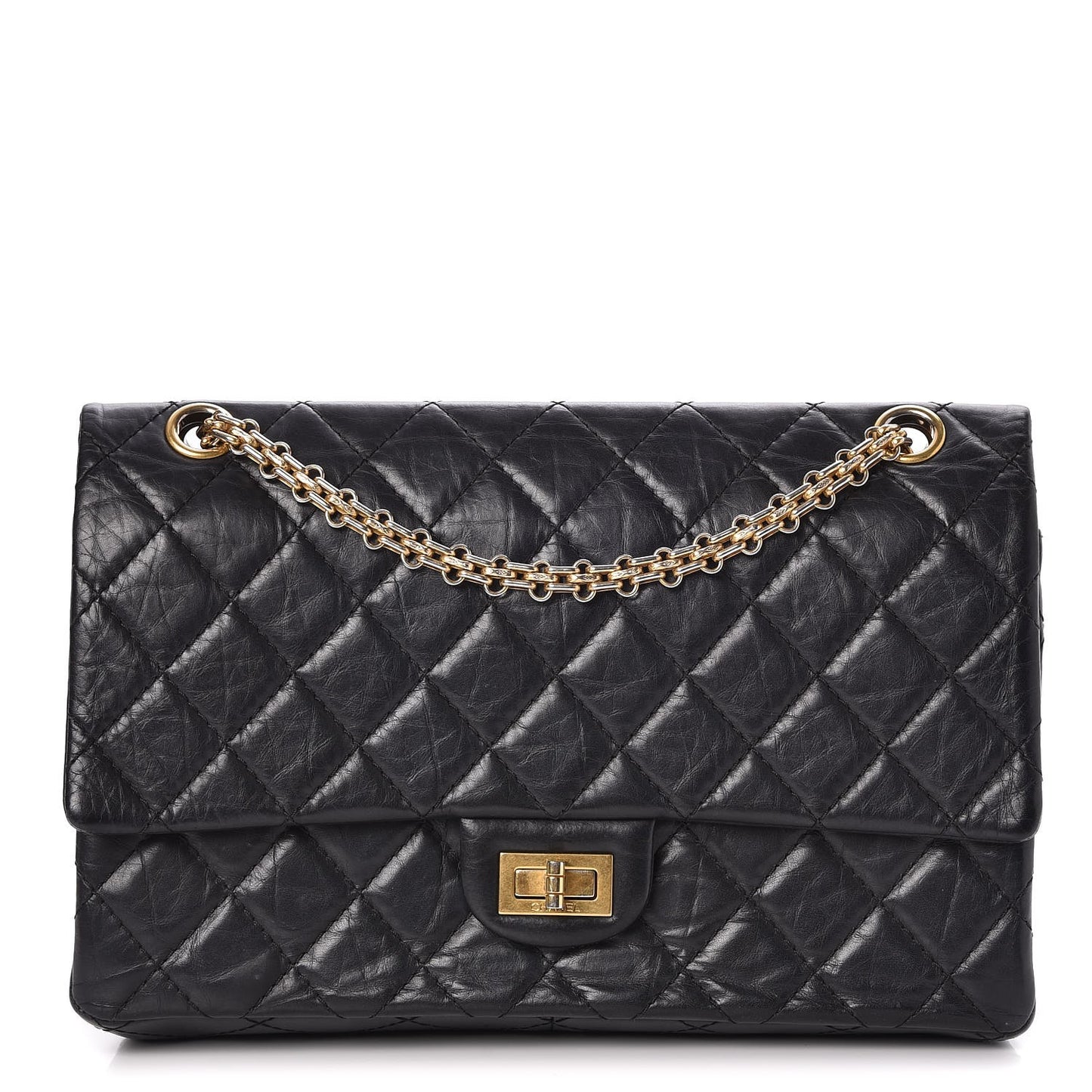 Aged Calfskin Quilted 2.55 Reissue 226 Flap Black