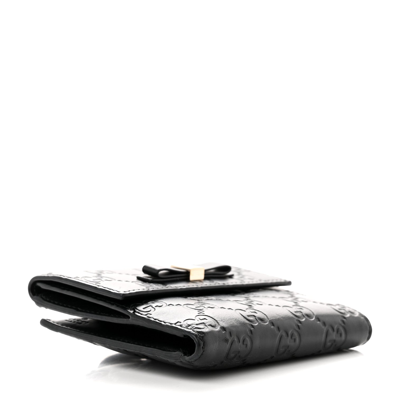 Gucci Guccissima Bow French Flap Wallet Chocolate Brown 4 of 8