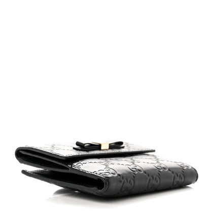 Gucci Guccissima Bow French Flap Wallet Chocolate Brown 4 of 8