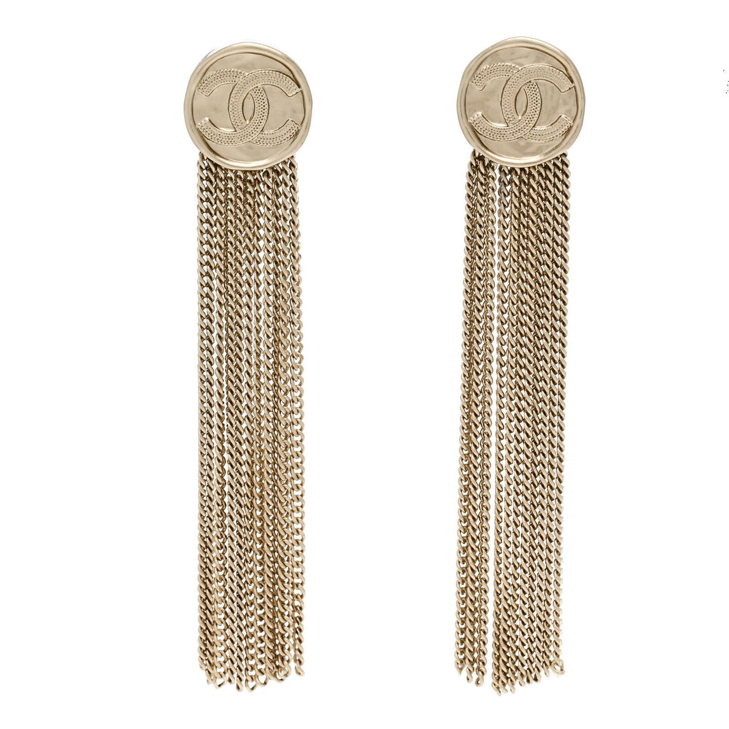 Metal CC Multi Strand Chain Drop Earrings Gold