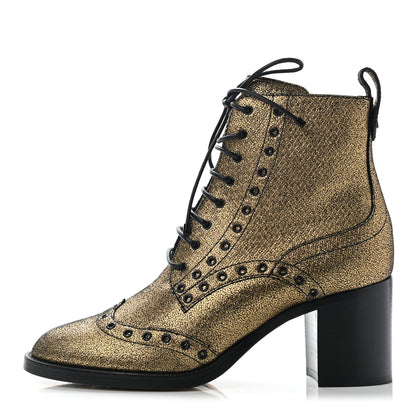 Jimmy Choo Crackled Metallic Calf Hannah 65 Boots 38 Gold Black 1 of 8