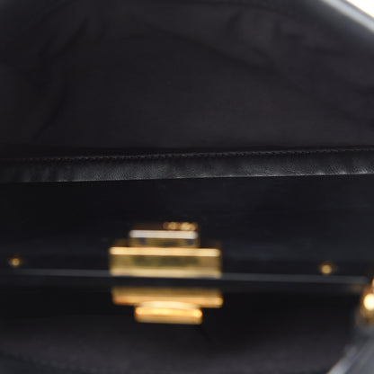 Fendi Vitello Seta Shiny Nappa Medium Peekaboo Iconic Satchel Black 6 of 22
