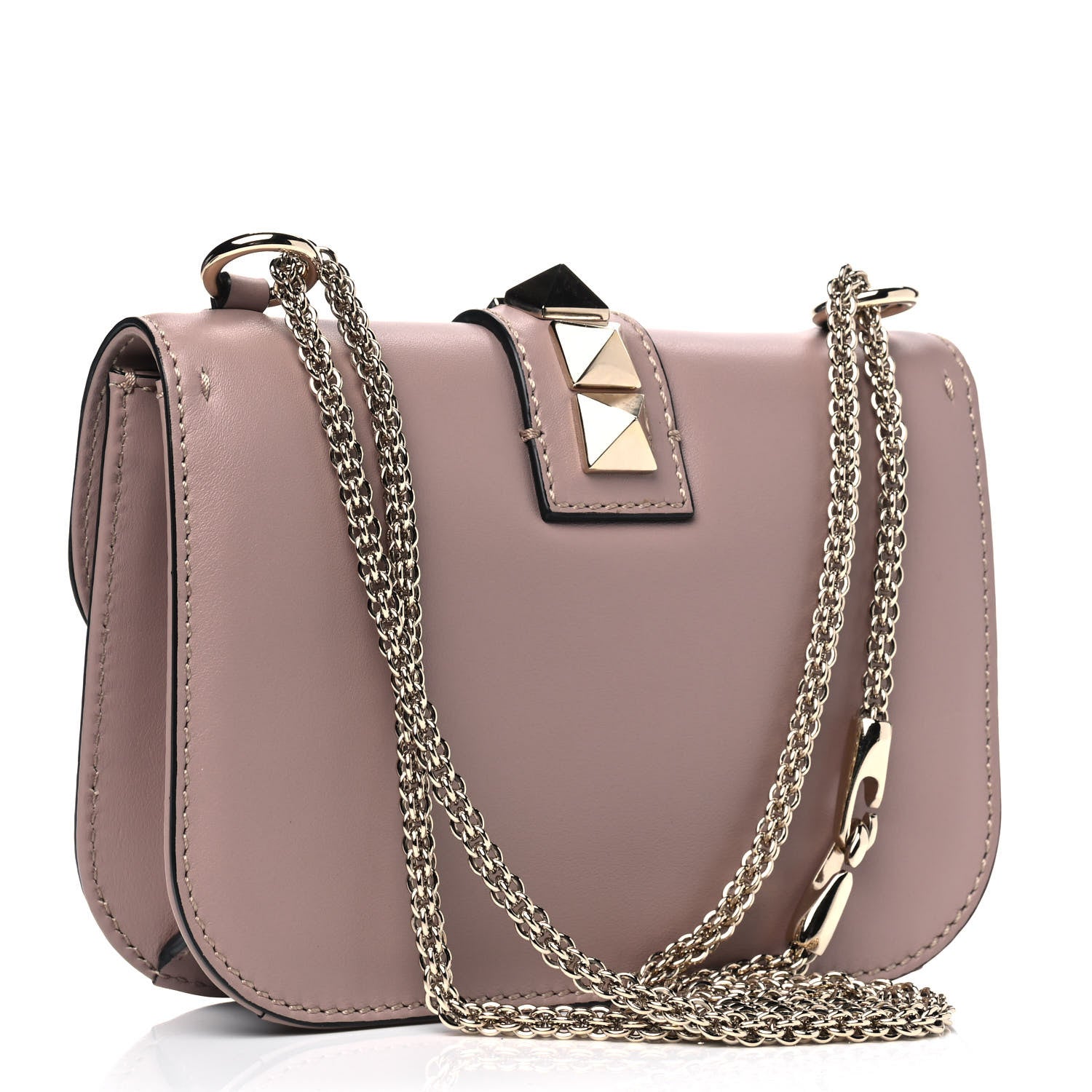 Valentino Garavani Vitello Small Glam Lock Rockstud Flap Poudre 2 of 5