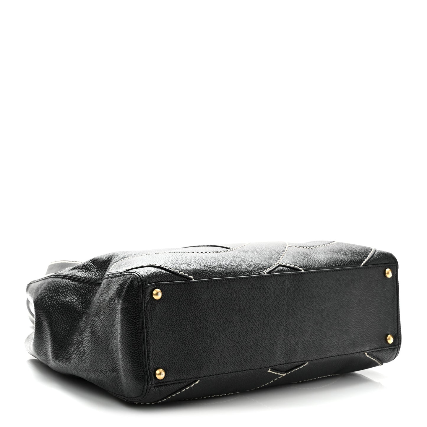 Caviar CC Stitched Medium Tote Black Black