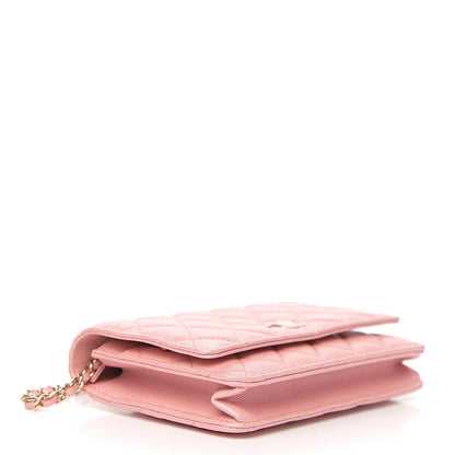 Chanel Iridescent Caviar Quilted Wallet on Chain WOC Pink 3 of 11