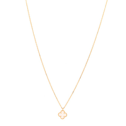 Van Cleef & Arpels 18K Yellow Gold Mother of Pearl Sweet Alhambra Pendant Necklace 1 of 6