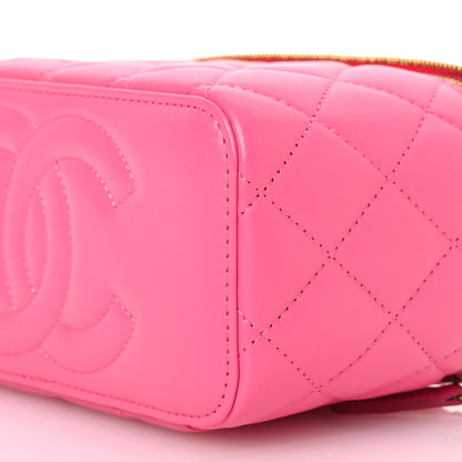 Chanel Lambskin Enamel Quilted Small Coco Hearts Vanity Case With Chain Pink 10 of 12