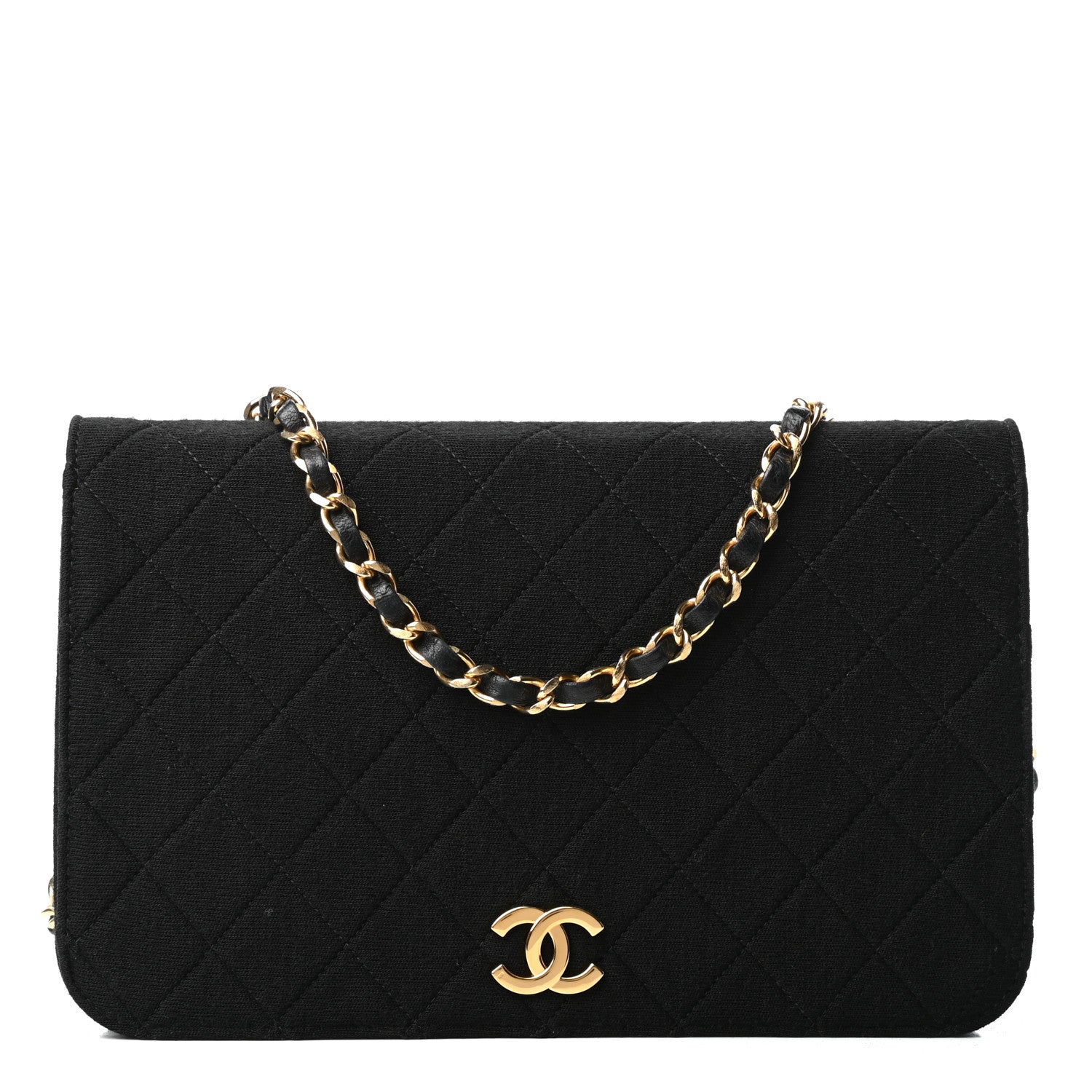Chanel Jersey Quilted Wallet On Chain WOC Black 1 of 11