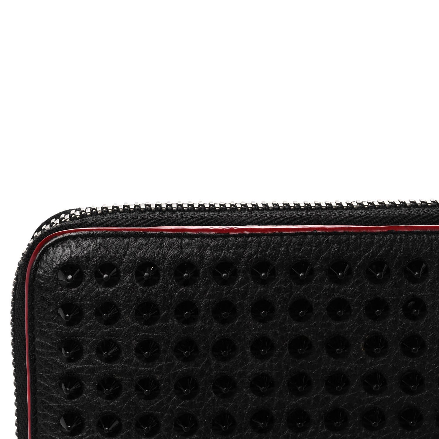Calfskin Panettone Spiked Zip Around Wallet Black