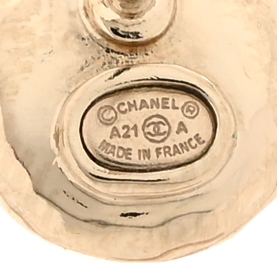 Chanel Crystal Pearl Cha-Nel Logo Earrings Gold 4 of 6
