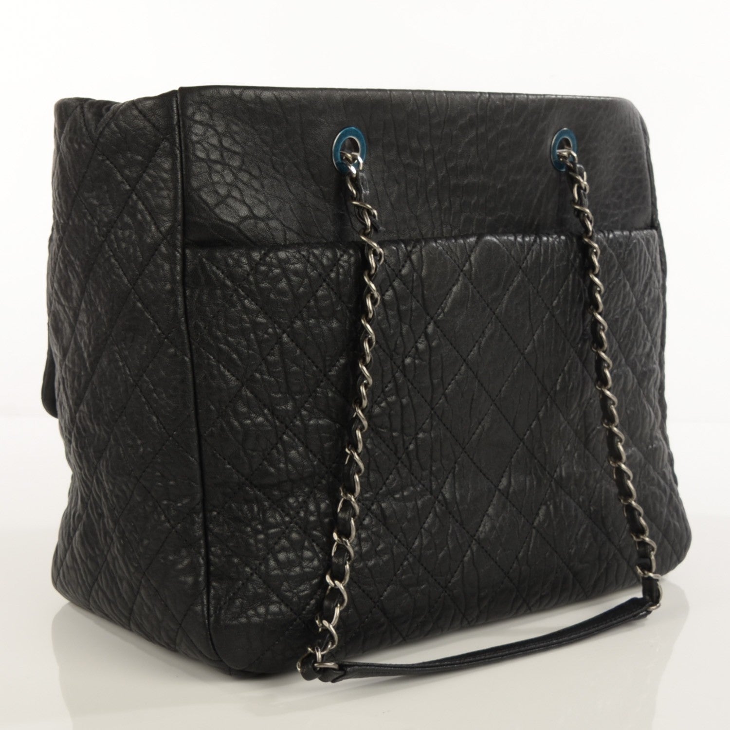 Chanel Crumpled Lambskin Quilted Large Tote Black 3 of 9