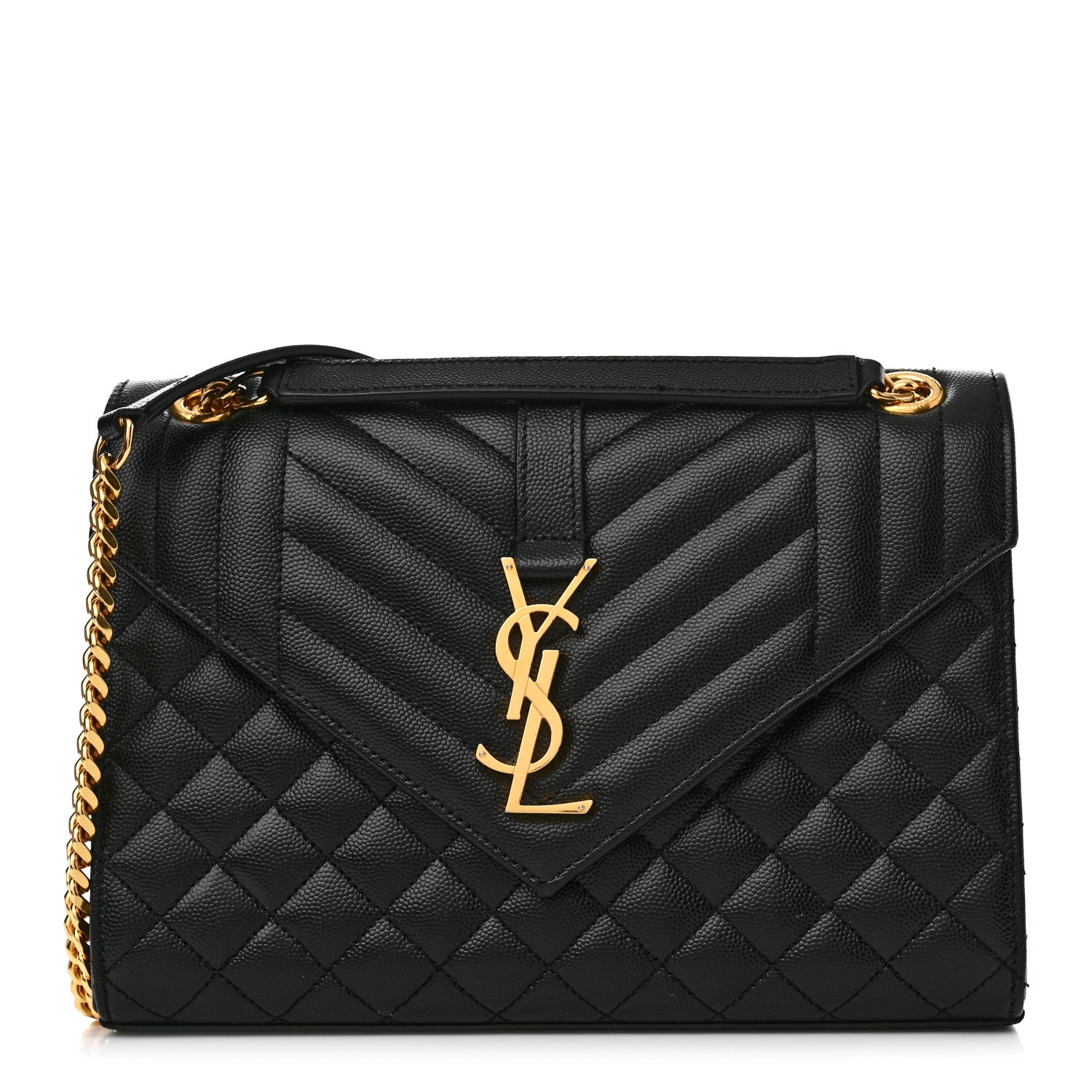 Saint Laurent Grain De Poudre Textured Mixed Matelasse Triquilt Medium Monogram Satchel Black 1 of 12
