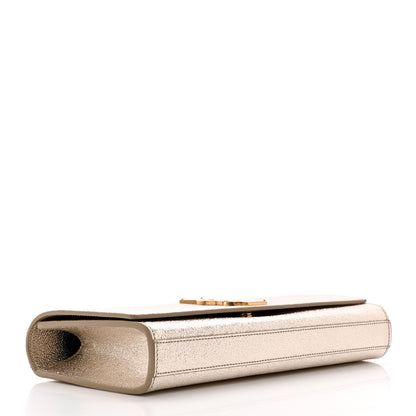 Saint Laurent Metallic Textured Calfskin Classic Monogram Cassandre Clutch Pale Gold 4 of 9