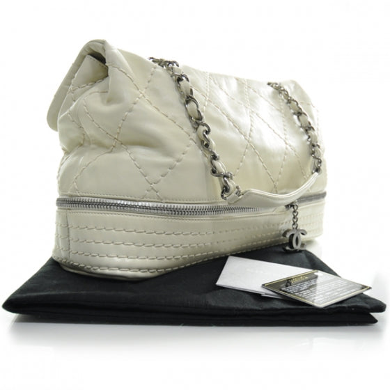 Chanel Calfskin Stitched Large Expandable Flap Bag White 2 of 13