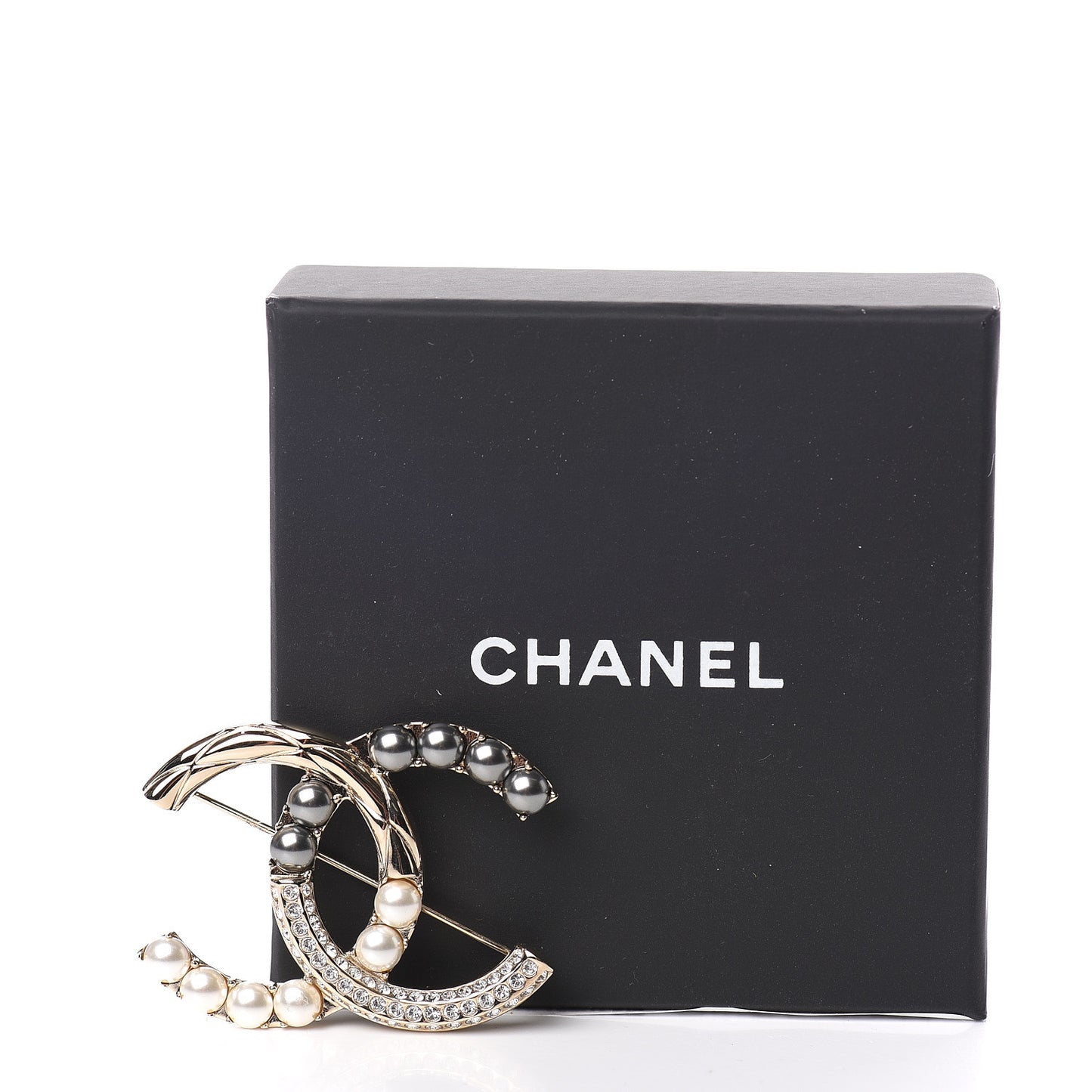 Pearl Crystal Bright Young Thing CC Brooch Gold