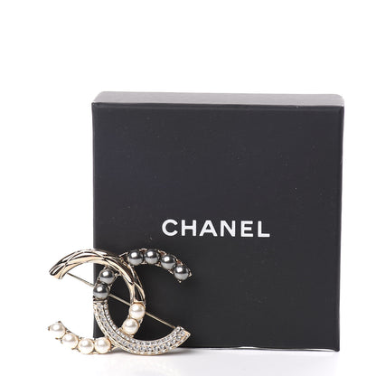 Chanel Pearl Crystal Bright Young Thing CC Brooch Gold 4 of 4