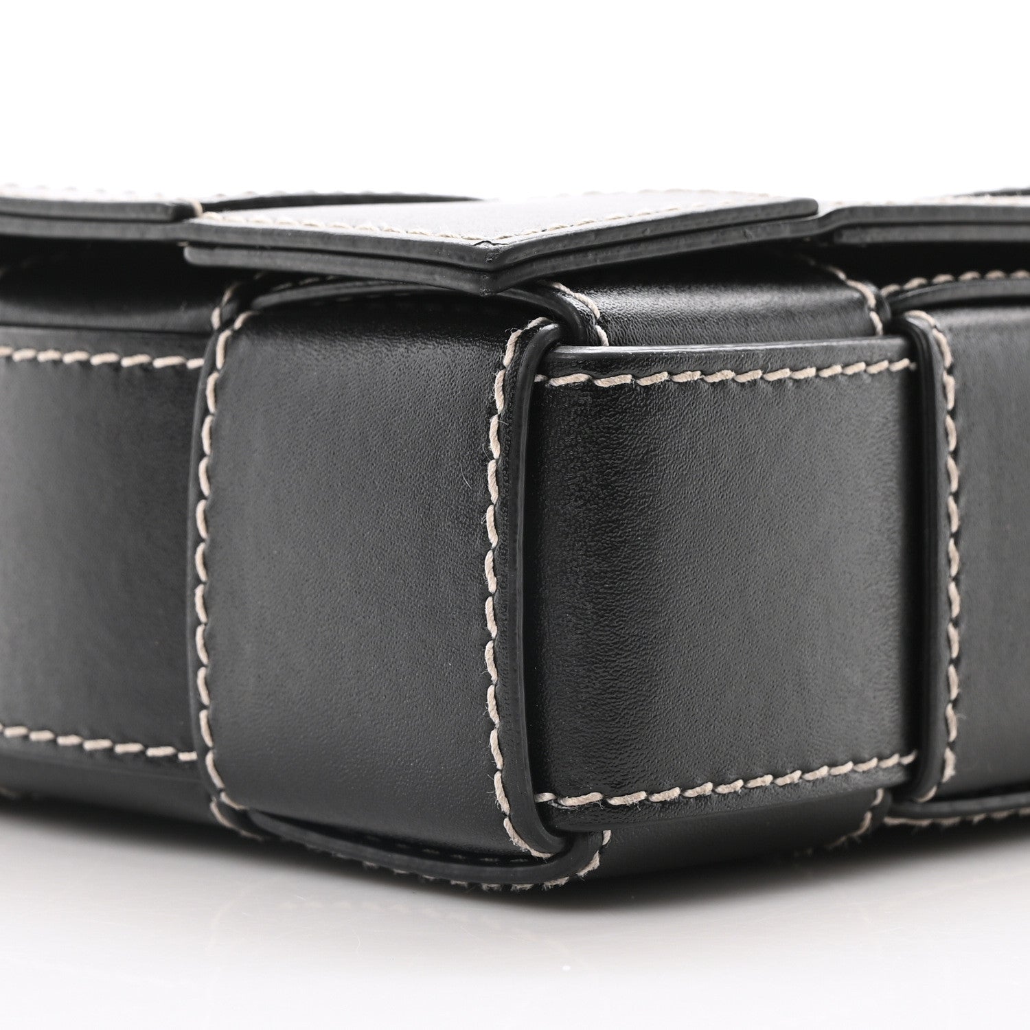 Bottega Veneta Calfskin Maxi Intrecciato Edge Stitch Cassette Crossbody Bag Black 9 of 10