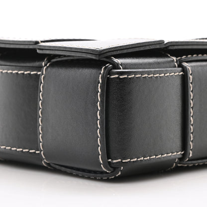 Bottega Veneta Calfskin Maxi Intrecciato Edge Stitch Cassette Crossbody Bag Black 9 of 10